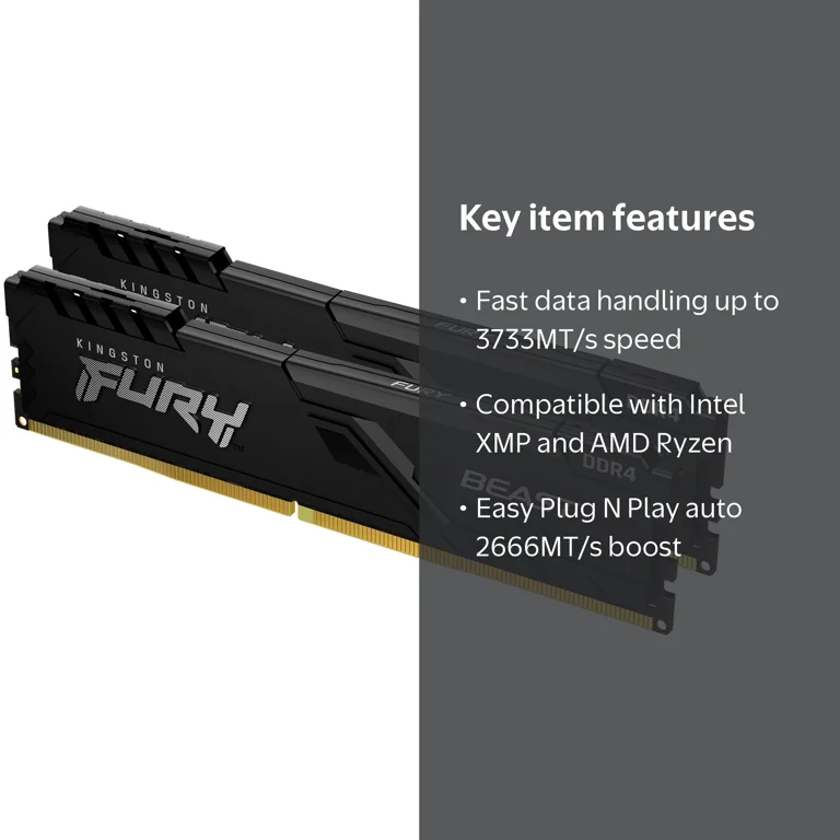 Kingston, FURY Beast DDR4 Memory, 16GB, 3600MT s, Black - Walmart.com
