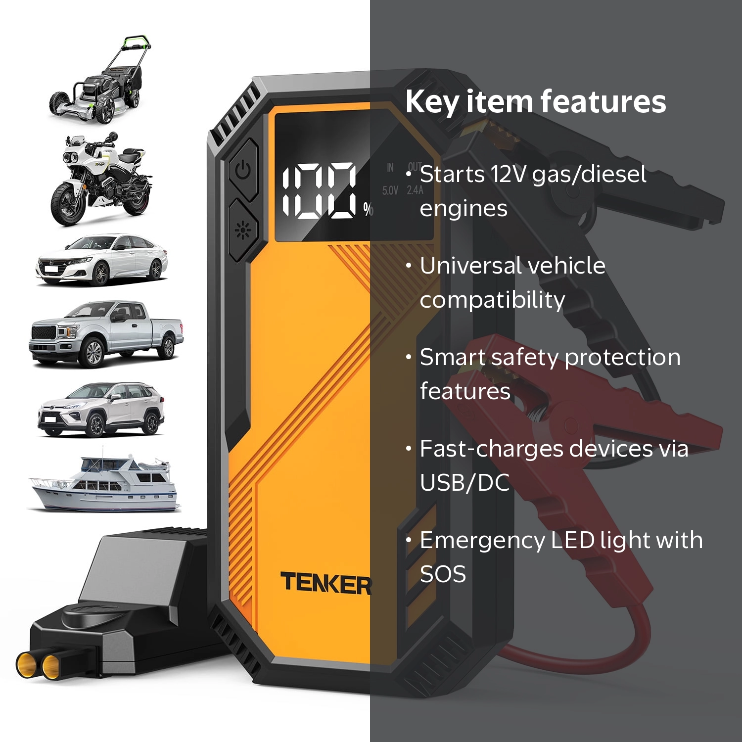 TENKER 6000A Car Battery Jump Starter, Portable Car Jump Starter