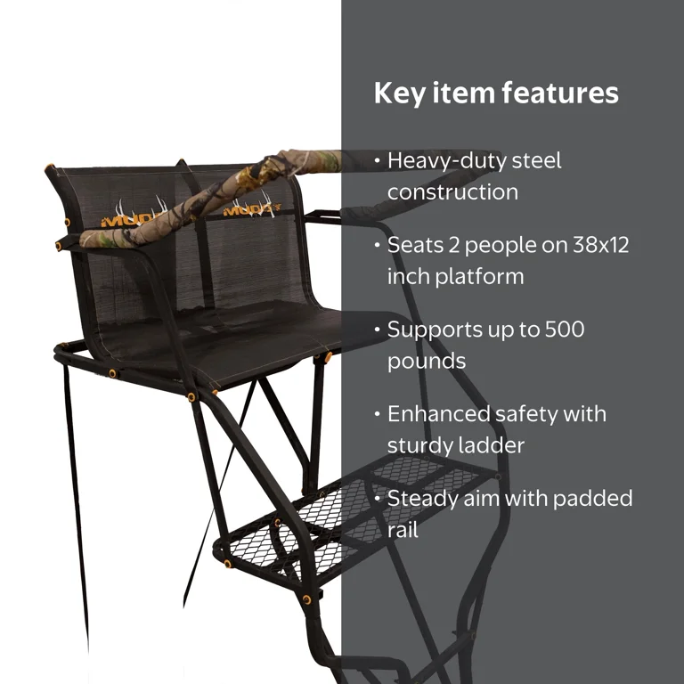 Muddy Double Droptine Hunting Ladderstand, 2 Person Climbing Tree