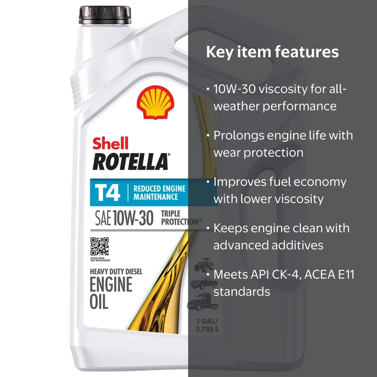 Shell Rotella T4 Triple Protection 10W-30 Diesel Engine Truck