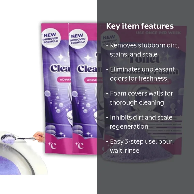 RuWeoMaa, Toilet Bowl Cleaner, Fizz Cleaning Foam, 300g Purple