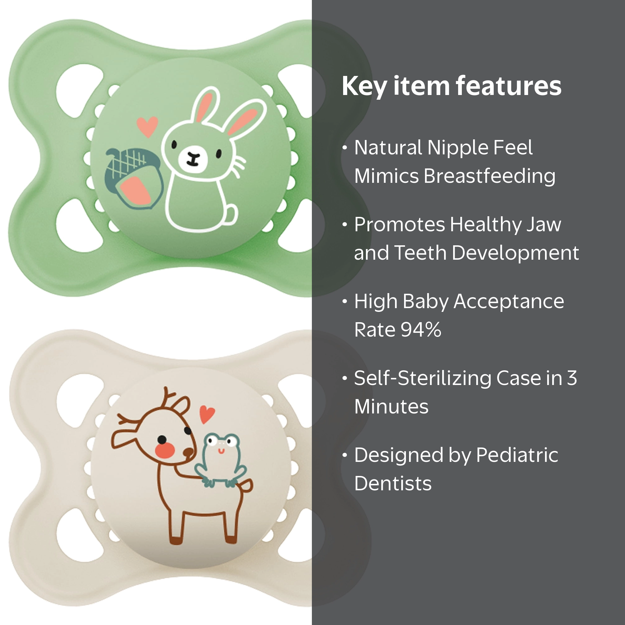 MAM Original Matte Deco Pacifier, 0-6 Months, Unisex, 2 Pack