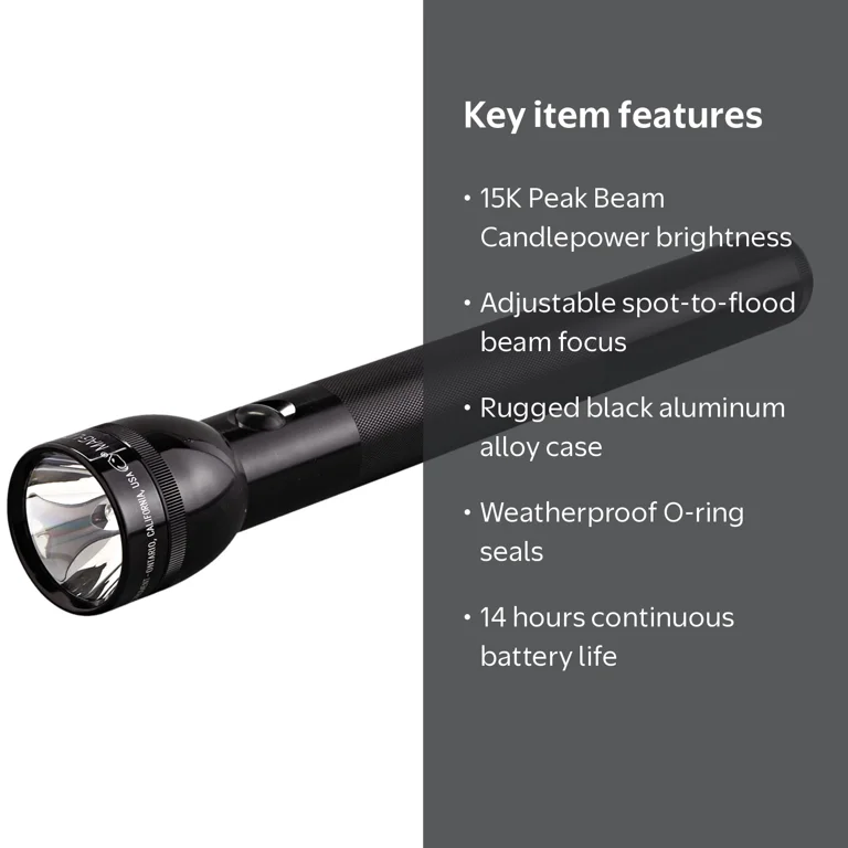MAGLITE 4D 懐中電灯 黒 MAG Instrument, Maglite Flashlight, 4-Cell D, Black Aluminum