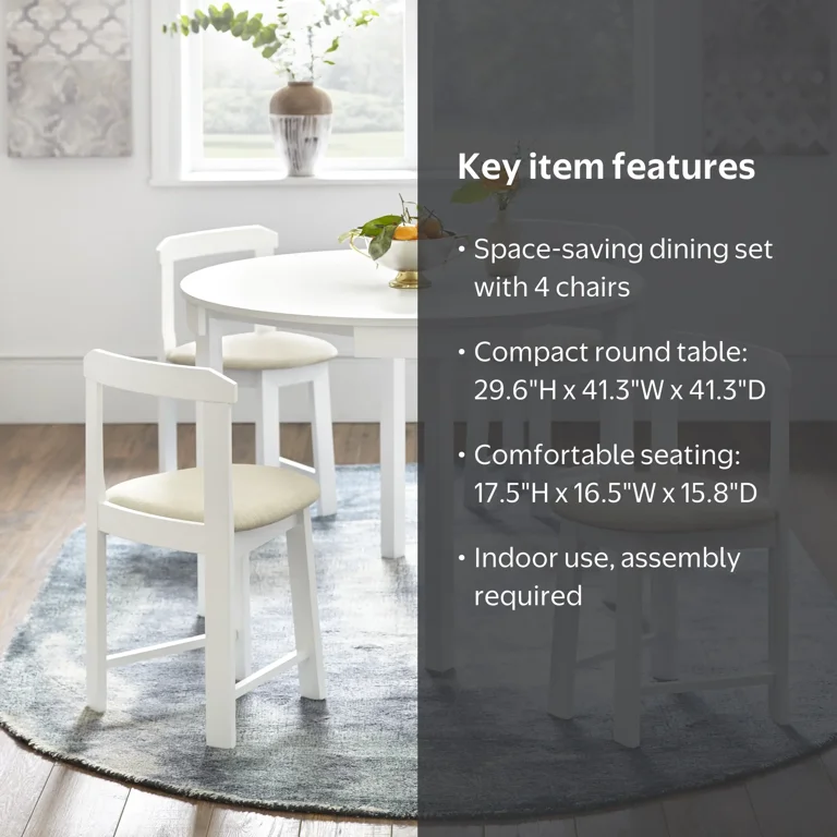 TMS Gino 5 Piece Dining Set - Round Table & 4 Chairs - Walmart.com