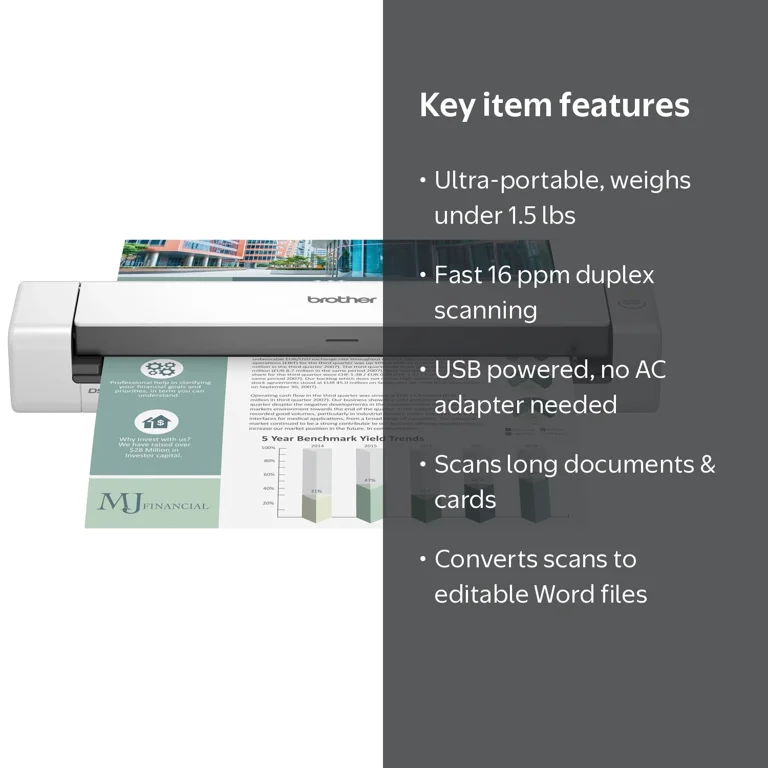Brother, Document Scanner, Duplex, Compact, Portable, White