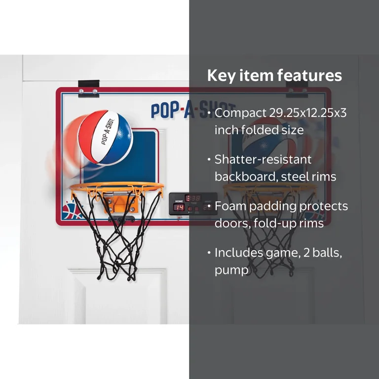 Pop-A-Shot Double Shot Over the Door Basketball, Acrylic, Blue