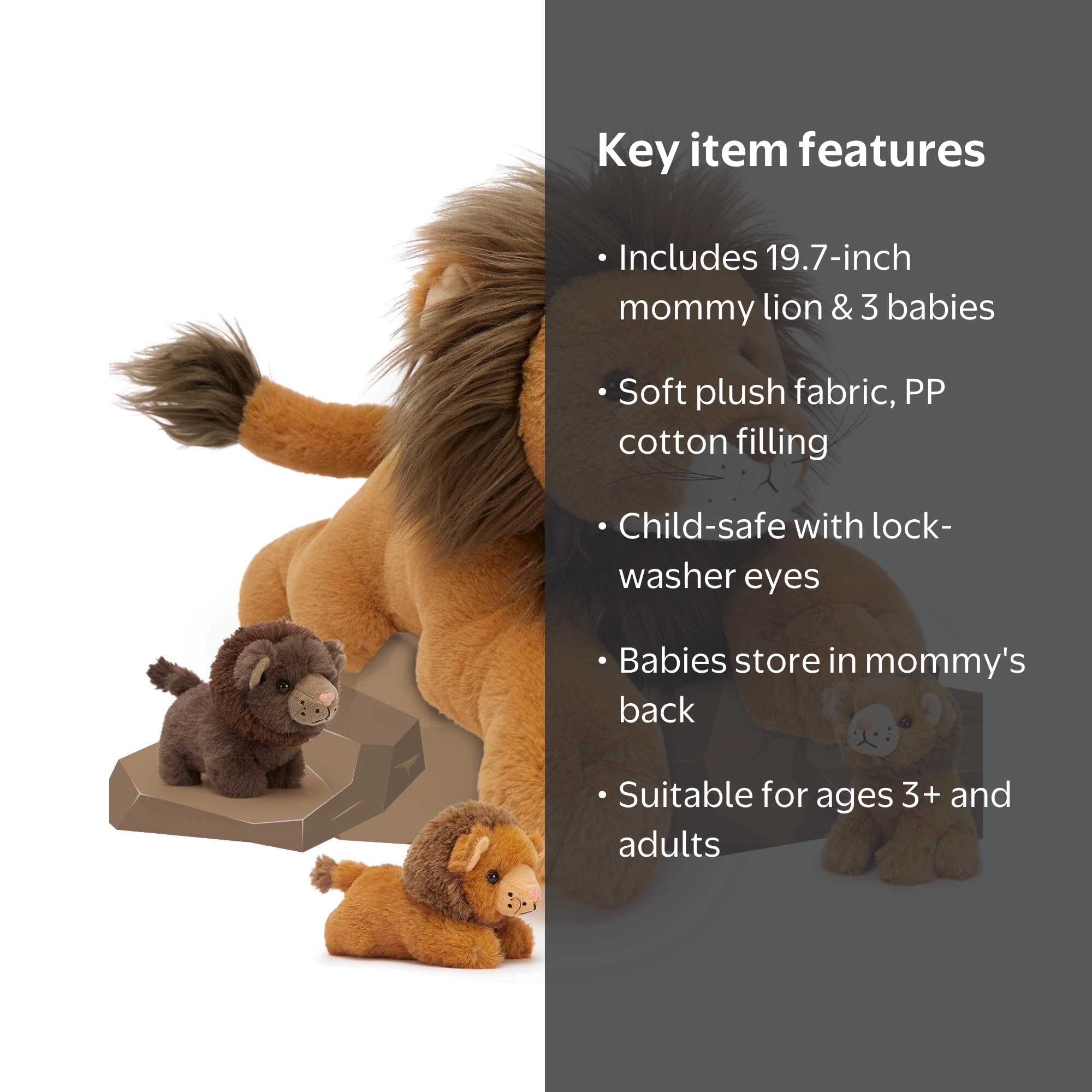 MaoGoLan, Lion Plush Set, 19.7'' Large with 3 Baby Lions - Walmart.com