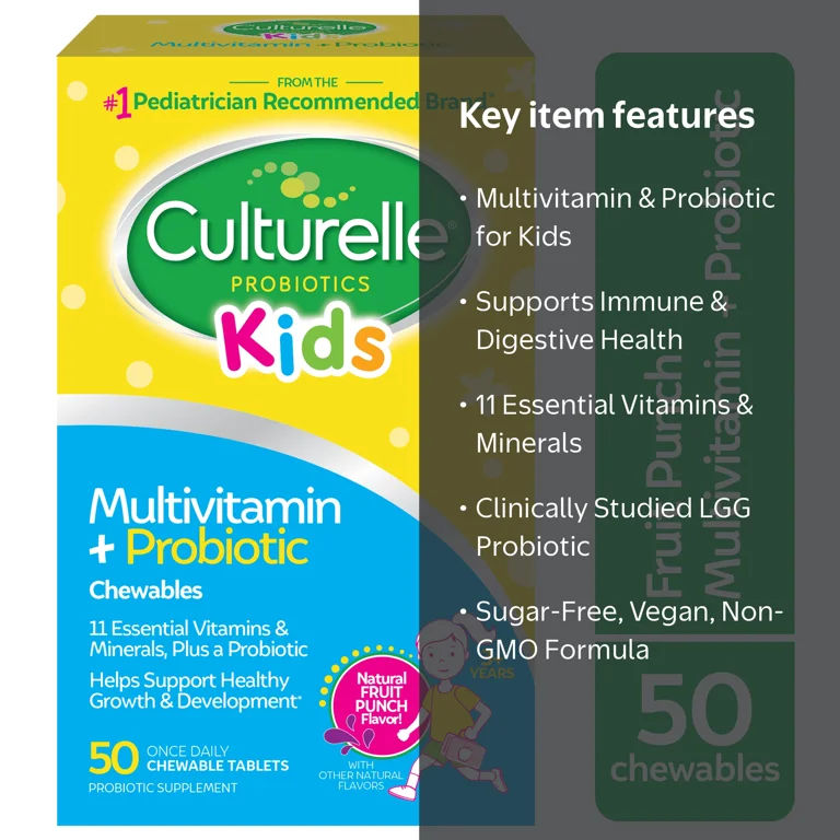 Culturelle Kids Multivitamin Probiotic Chewables with Vitamin