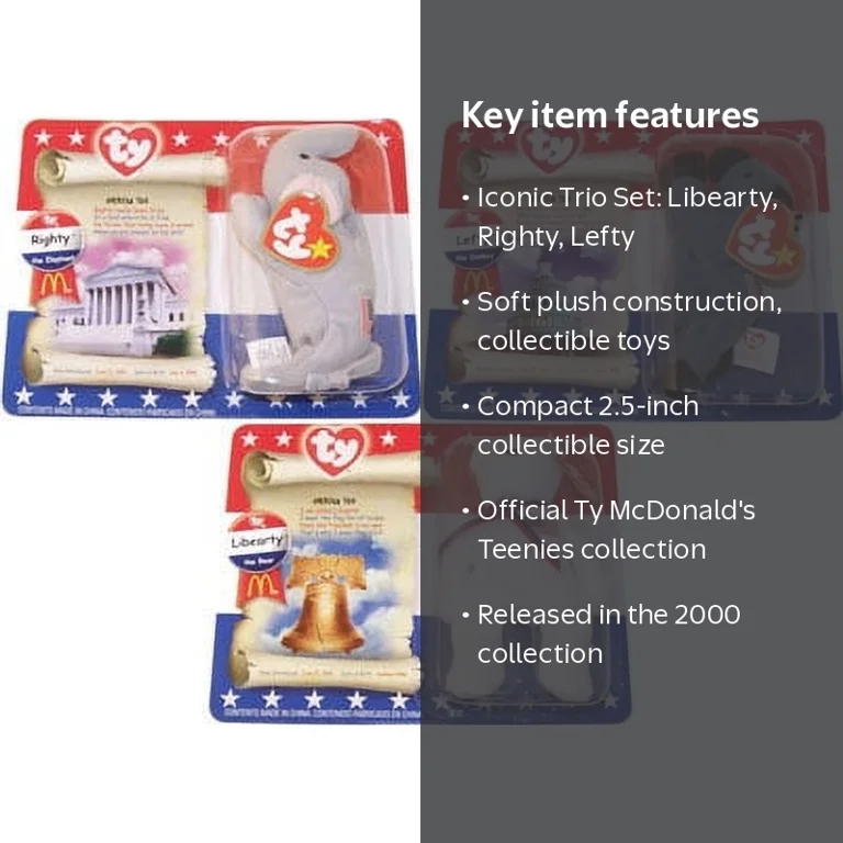 【希少】Ty Beanie Babies マクドナルド ぬいぐるみ 3体セット TY Original Beanie Babies - McDonald's Teenie's American Trio Set