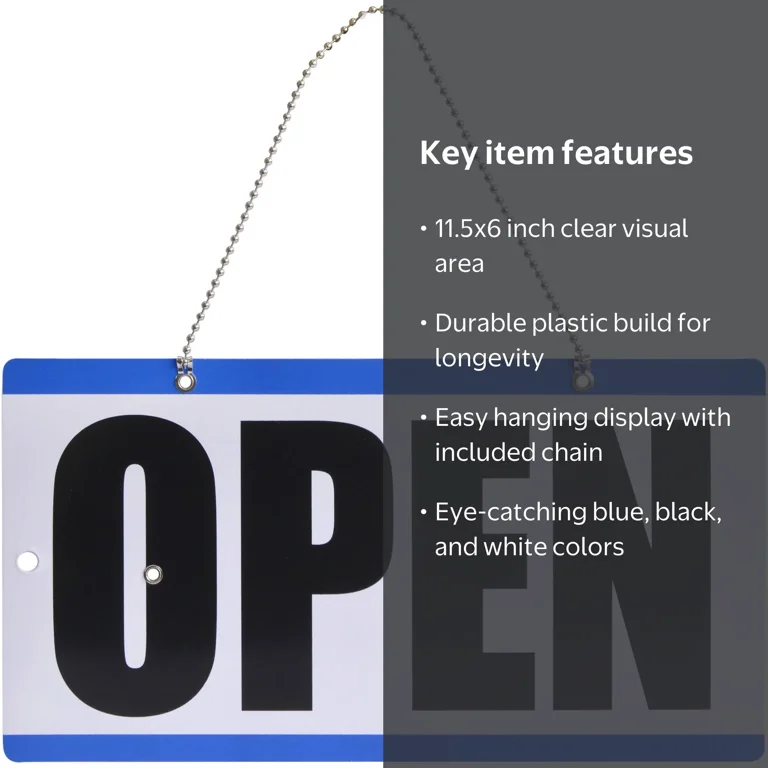 open＆closed表札オブジェ Unbranded Durable Plastic Open and Closed Sign with Clock , Blue