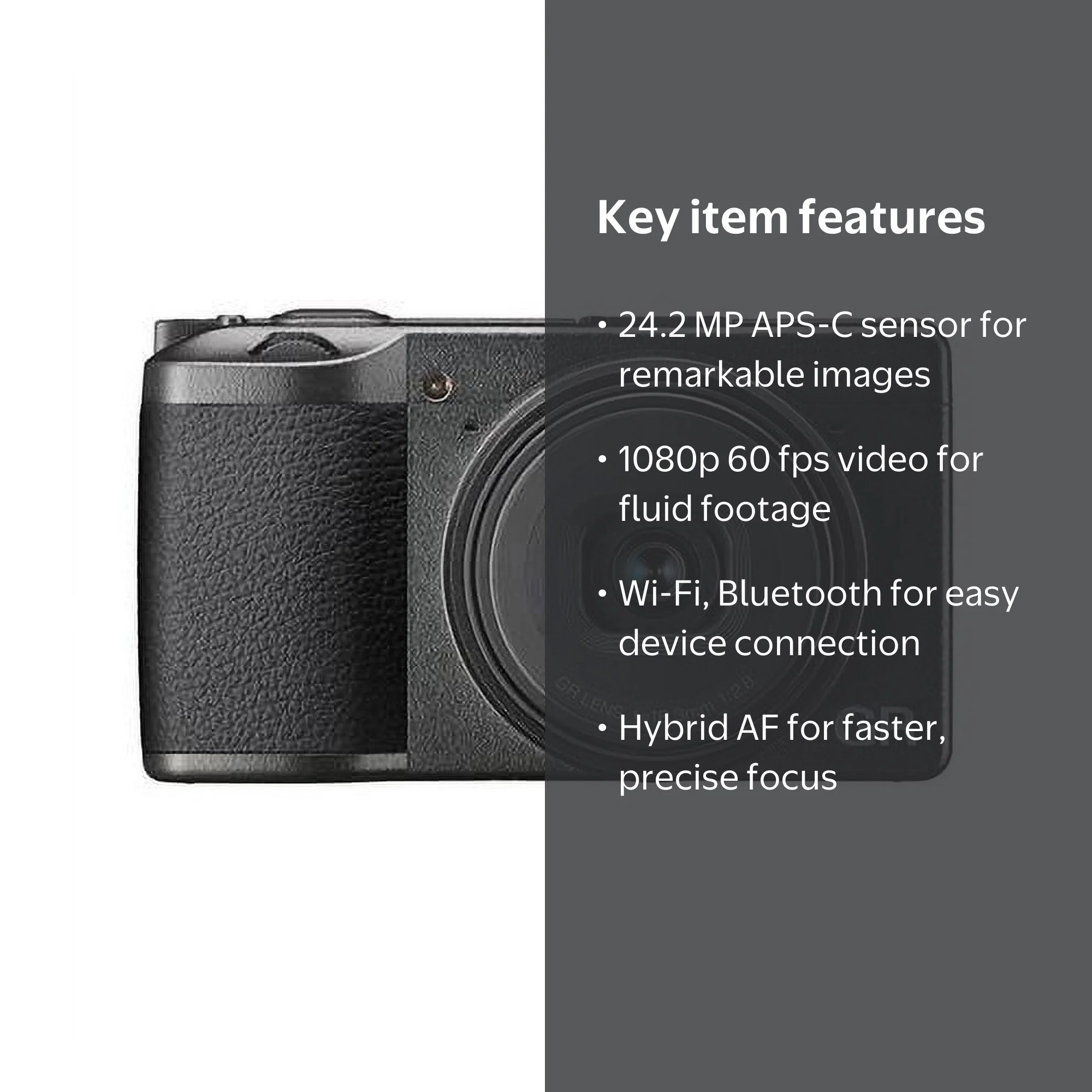 Ricoh GR III Digital Camera - Black, 24MP, 3 Axis Shake Reduction
