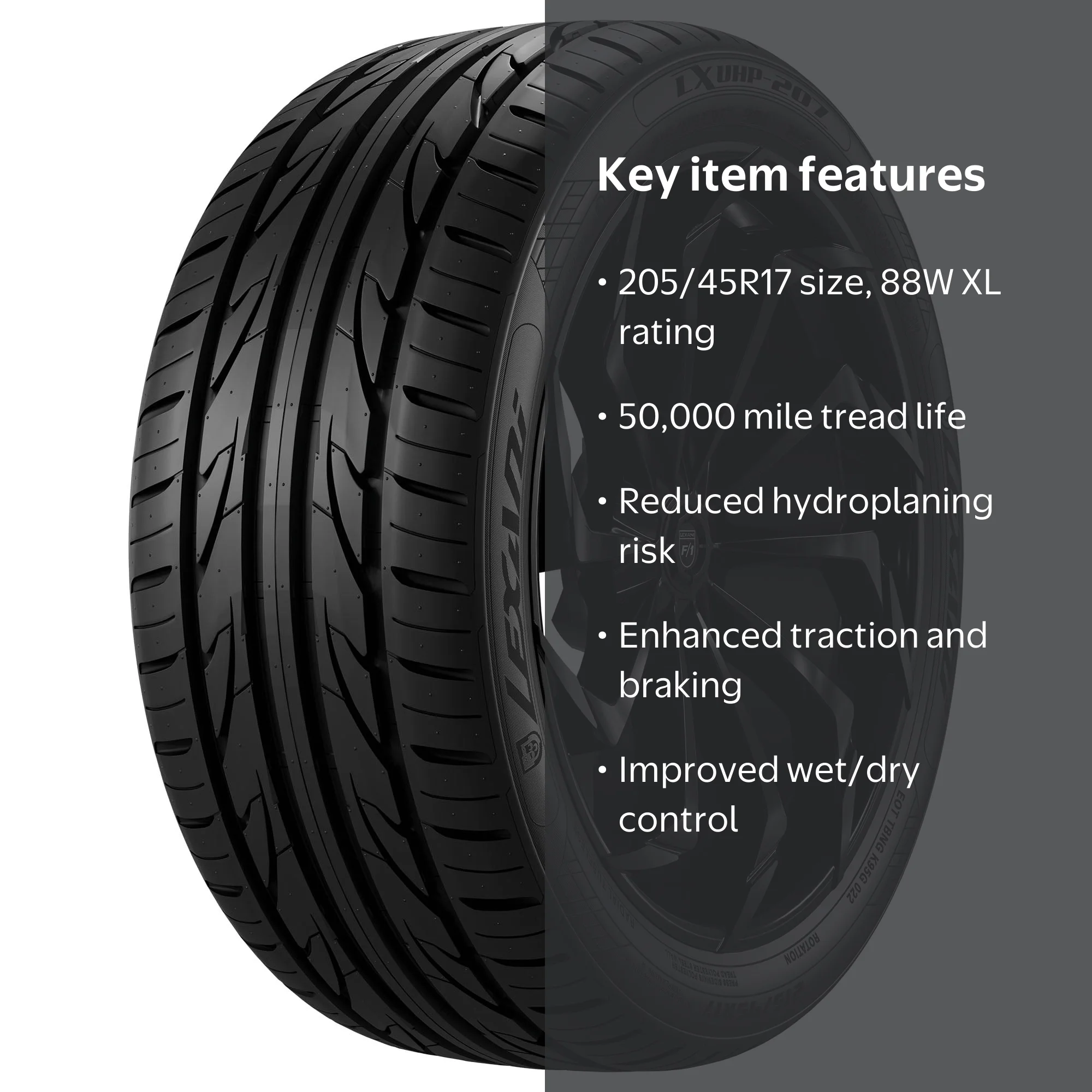 yasu205／45R17 Lexani LXUHP-207 UHP All Season 205/45ZR17 88W XL Passenger Tire