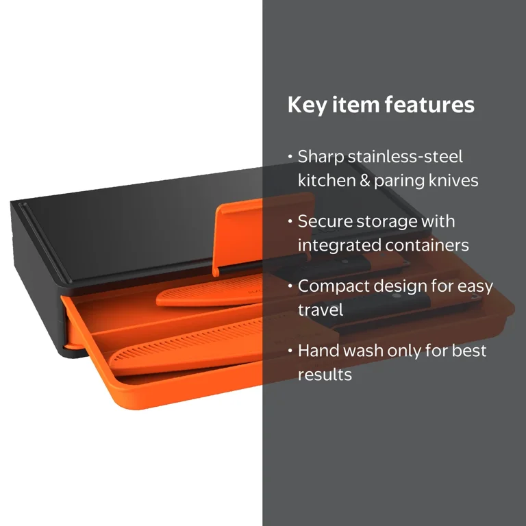 Blackstone Adventure Ready Camp Knives and Prep Board Kit, 5-Piece