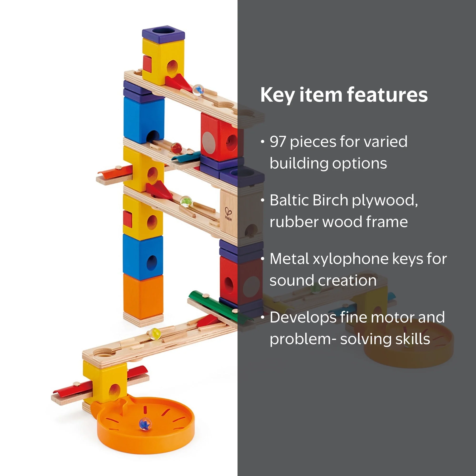 Hape, Quadrilla Wooden Marble Run Construction Set - Walmart.com