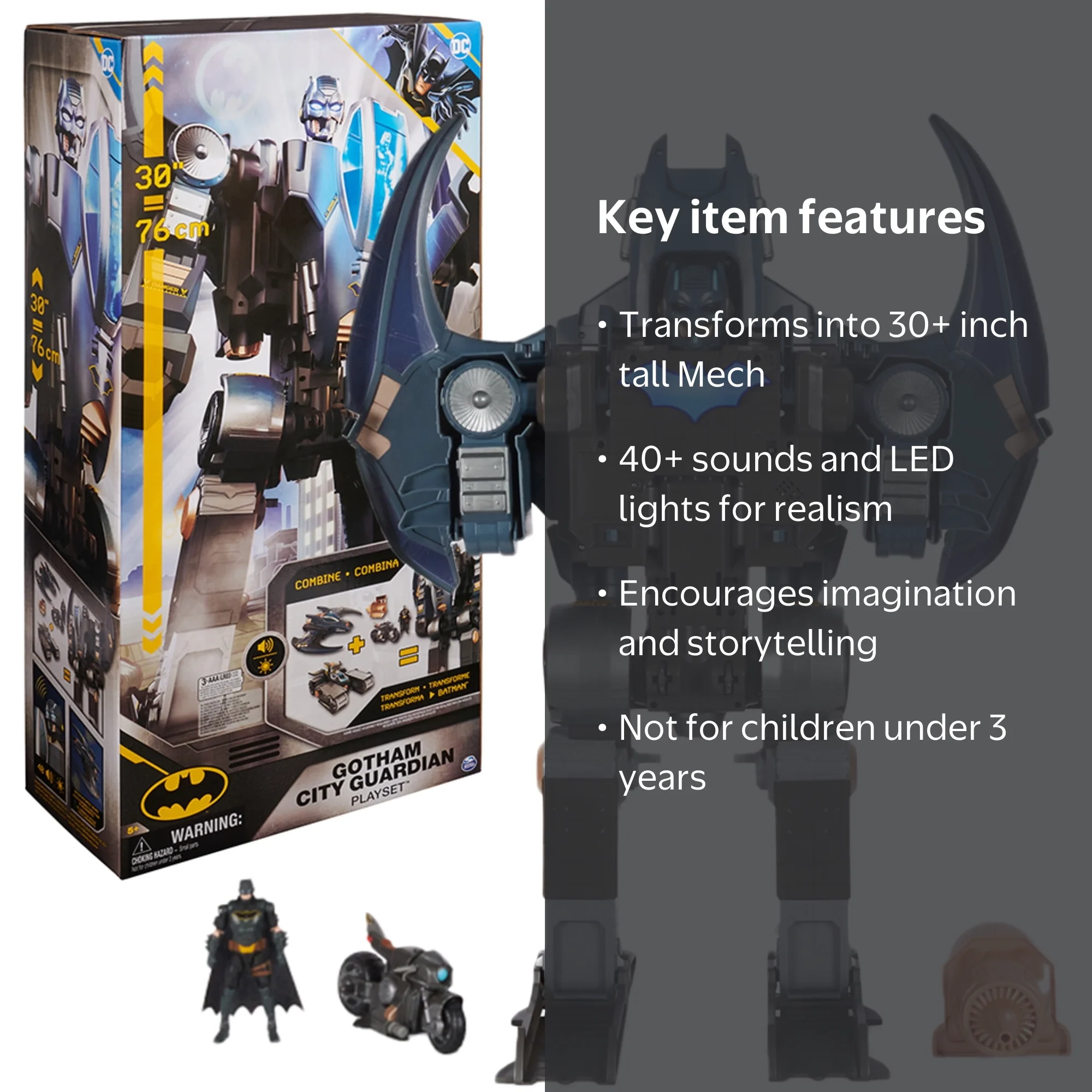 DC Batman Gotham City Guardian Large Playset Toy, 4-in-1