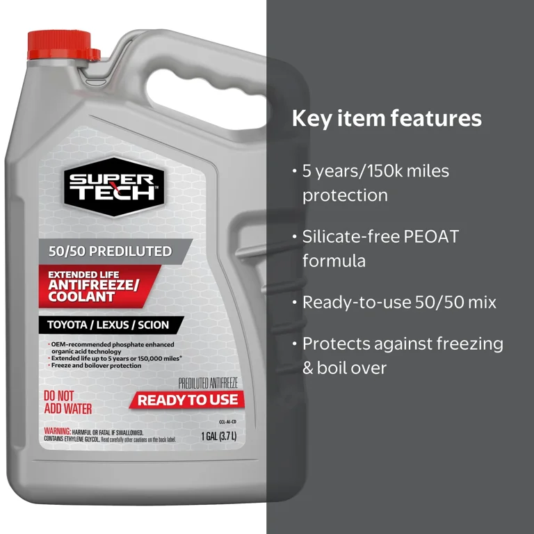 Super Tech 50/50 Prediluted Antifreeze Coolant for Toyota, Lexus