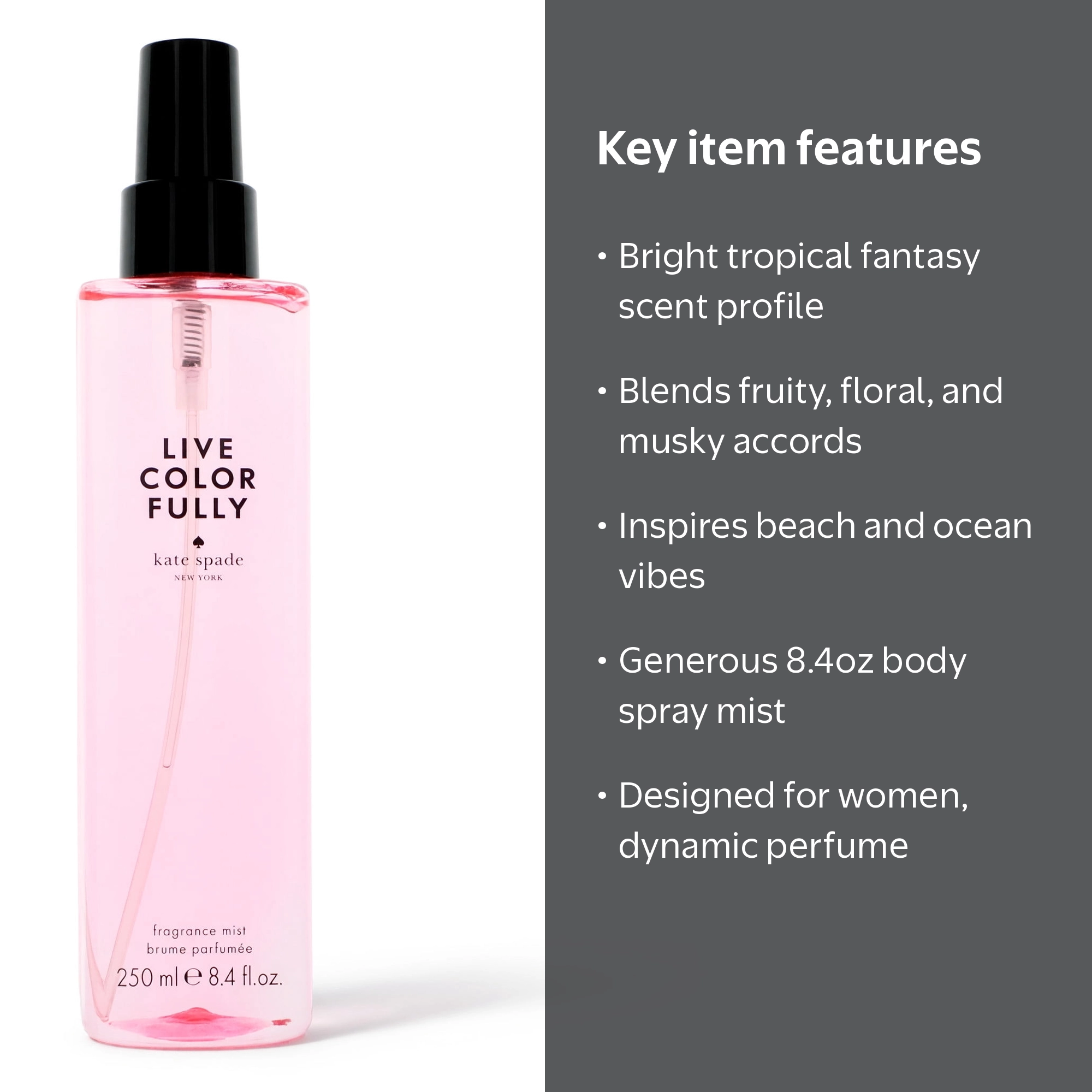 Kate Spade Live Colorfully Fragrance Mist Spray for Women, 8.4 oz
