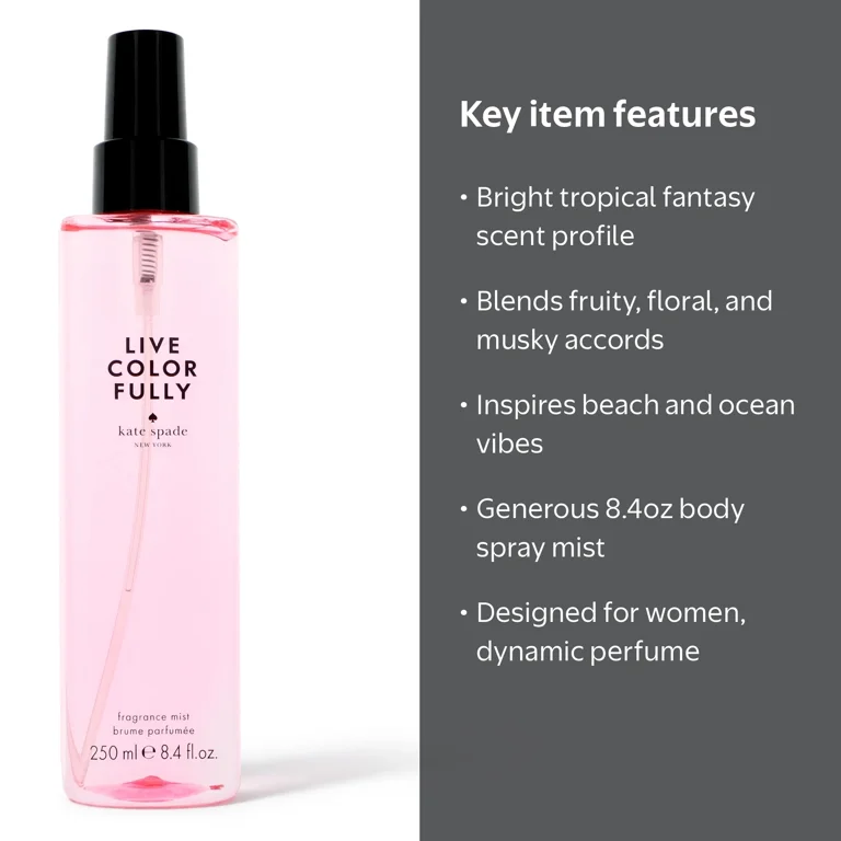 Kate Spade Live Colorfully Fragrance Mist Spray for Women, 8.4 oz