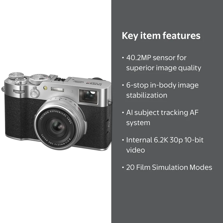 Pixel Hub FUJIFILM X100VI Digital Camera Silver, 40.2MP Sensor, 6
