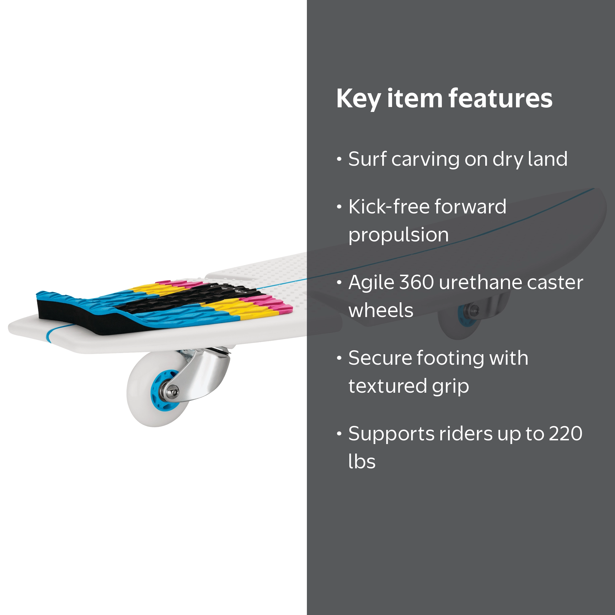 Razor RipSurf Caster Board - Multicolor, 76mm 360-Degree Pivoting