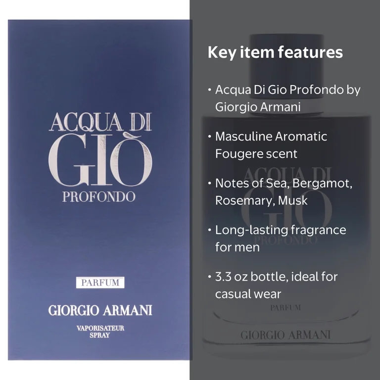 Acqua Di Gio Profondo by Giorgio Armani for Men - 3.3 oz Parfum