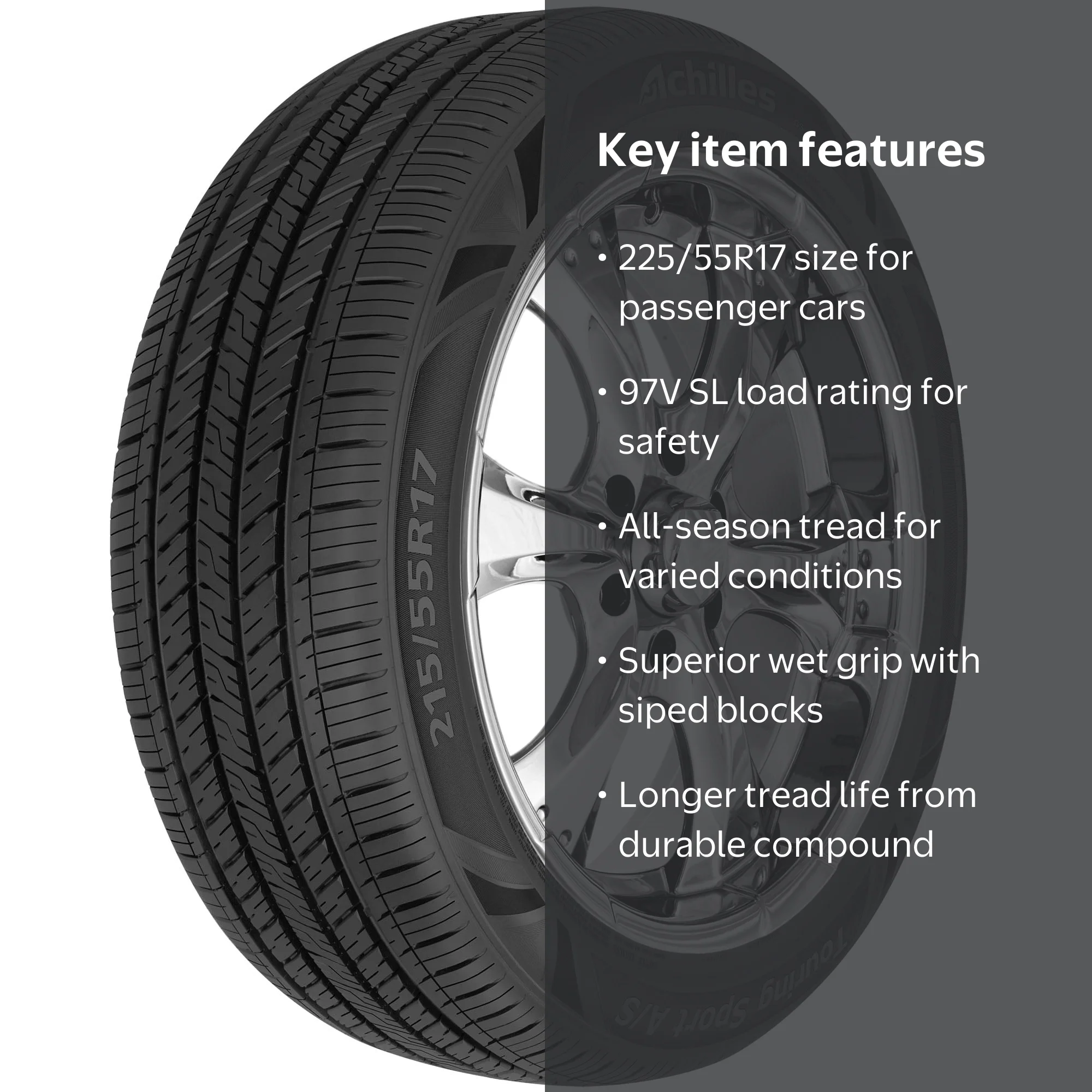 Free Shipping! Achilles All Season Passenger Tire 225/55R17 97V