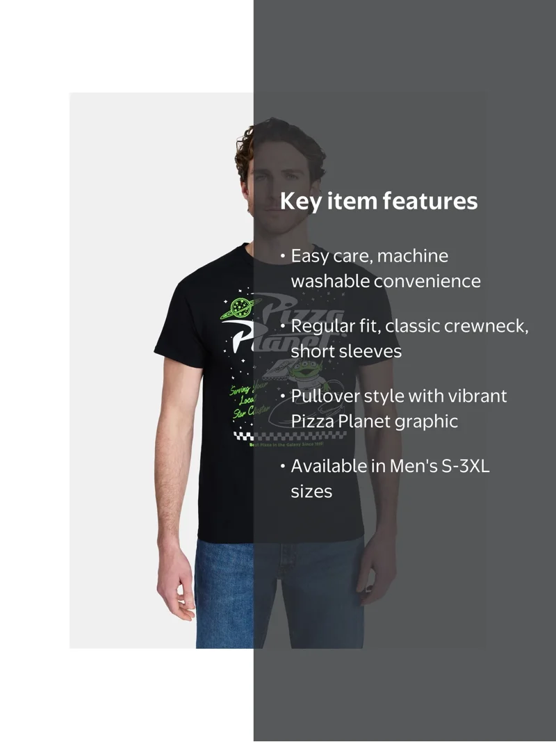 Toy Story Men's and Big Men's Pizza Planet Graphic Tee with Short