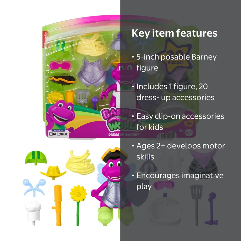 Free Shipping! BARNEY'S WORLD Dress Up Barney Kids Toy with 1