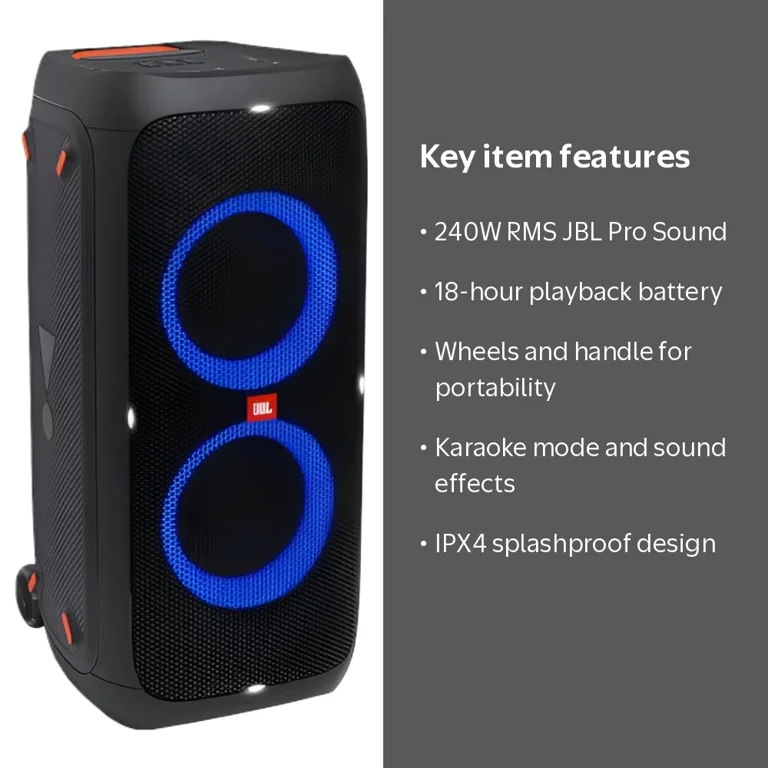 JBL, Partybox 310, 240W, Portable Party Speaker with Lights