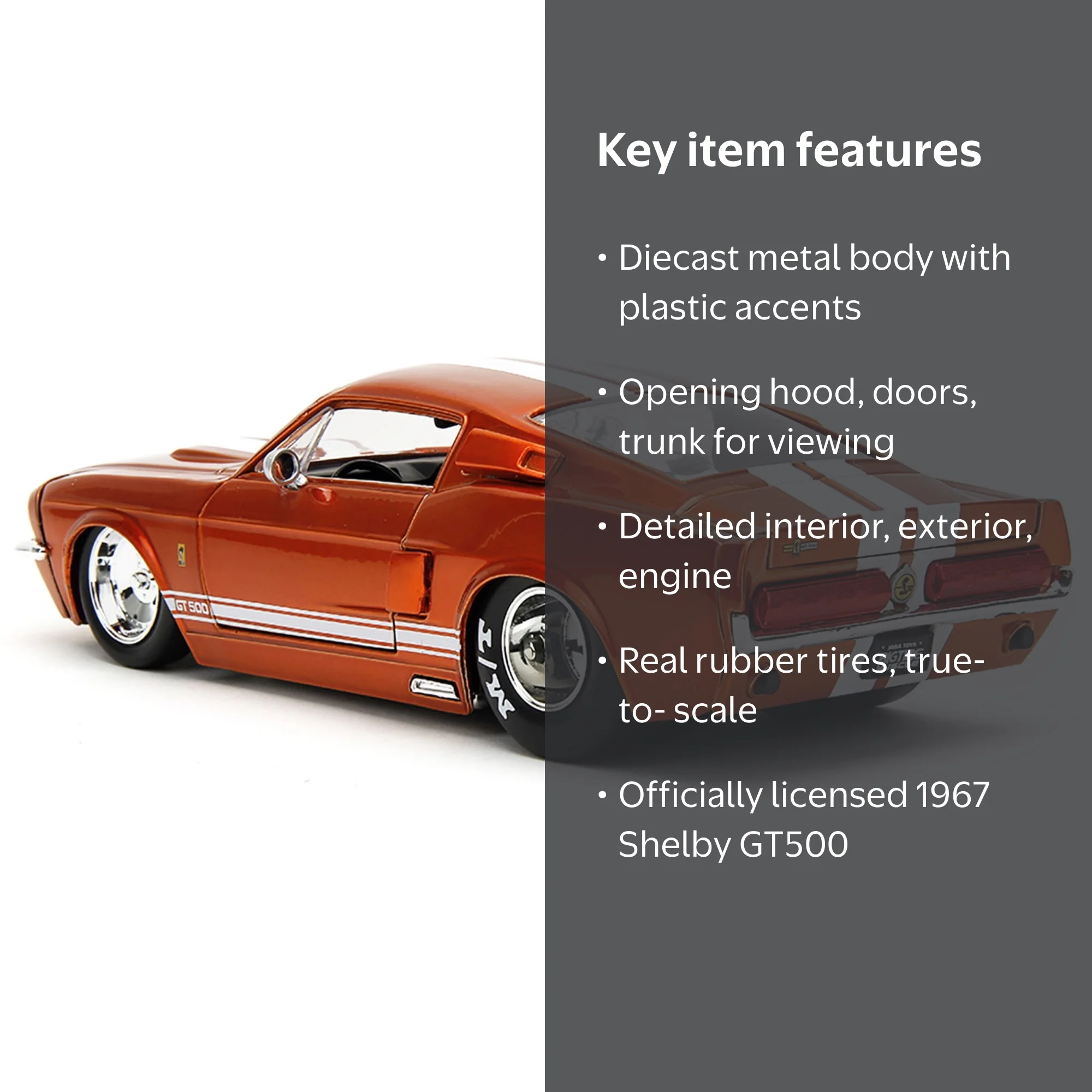 Big Time Muscle 1:24 1967 Shelby GT-500 Die-Cast Car, Toys for