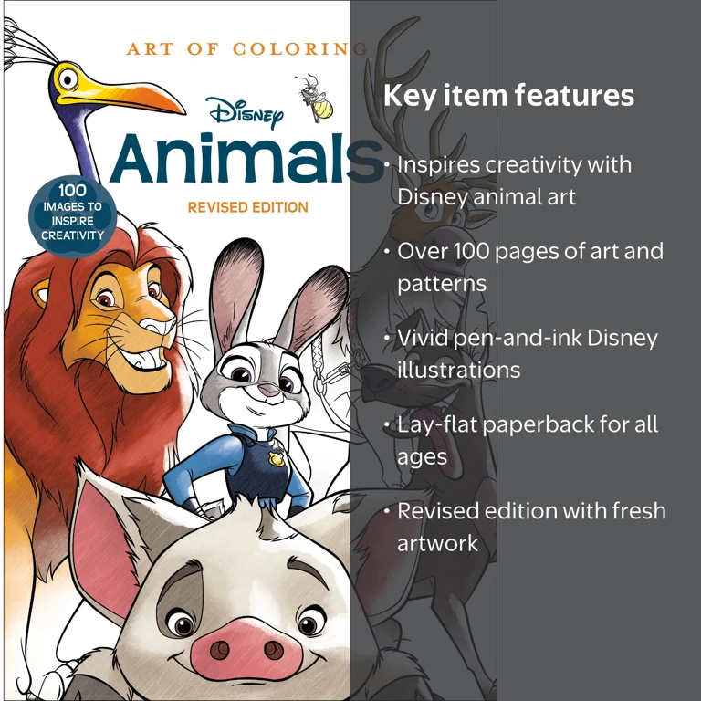 Art of Coloring: Disney Animals, 100 Images, Paperback, Disney