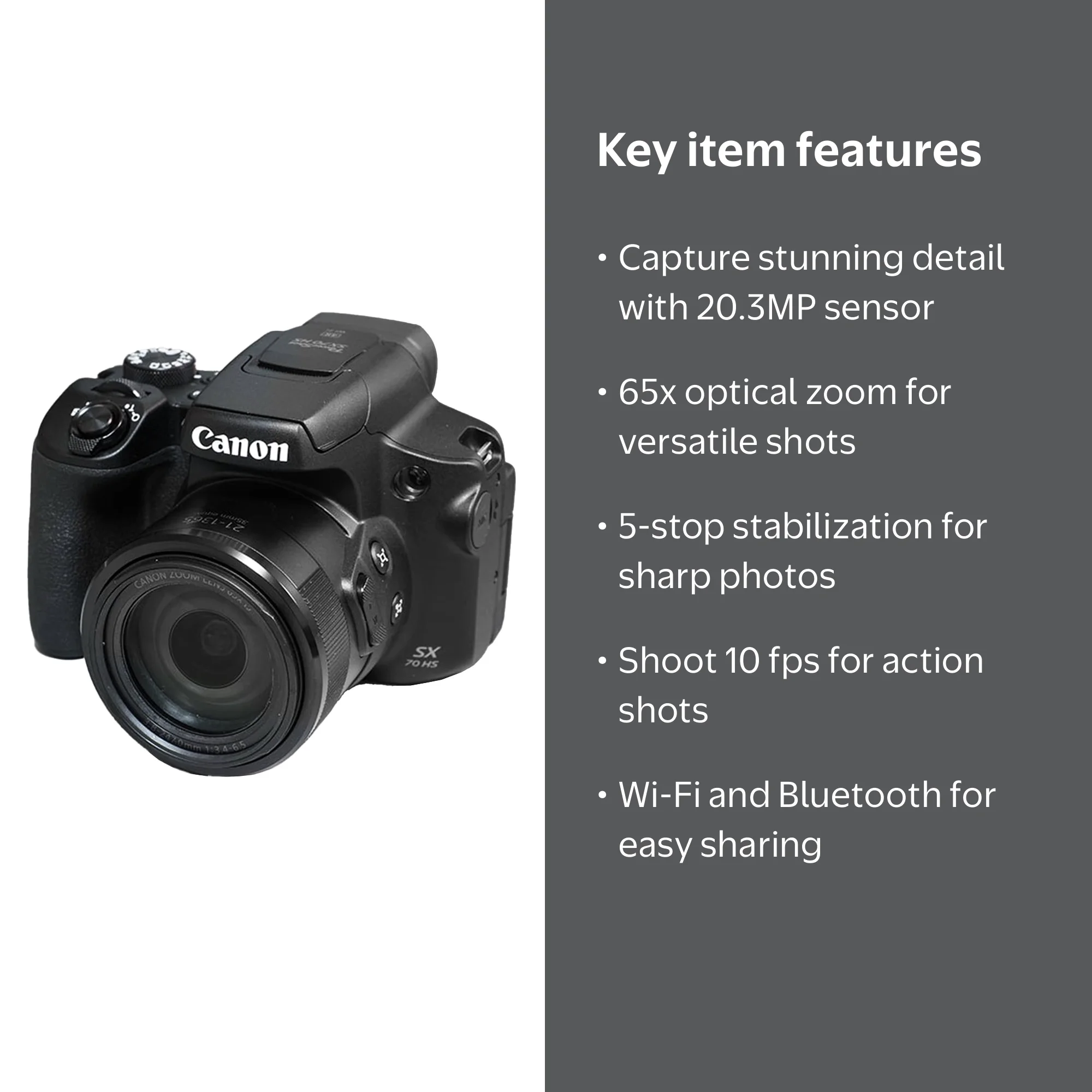 Canon PowerShot SX70 HS Digital Camera - Point Shoot Photography