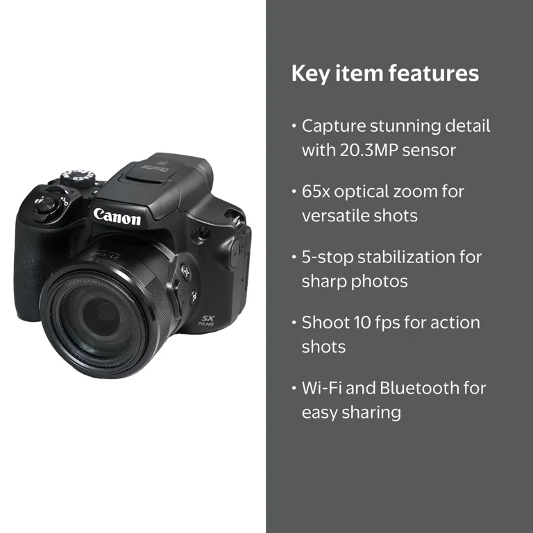 Canon PowerShot SX70 HS Digital Camera - Point Shoot Photography