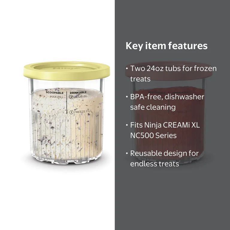 Ninja, CREAMi XL Tubs, 2 Pack, Compatible with NC500 Series