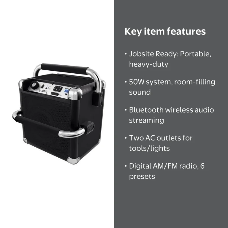 ION Audio Job Rocker Plus | Portable Heavy-Duty Jobsite Bluetooth