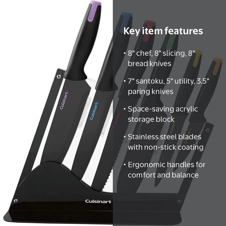 Cuisinart Advantage Nonstick Ceramic-Coated Knife Set, 7-Piece