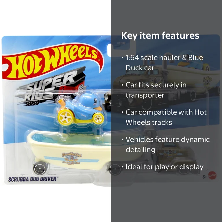 Hot Wheels Super Rigs Scrubba Dub Driver Diecast Car [Blue Duck