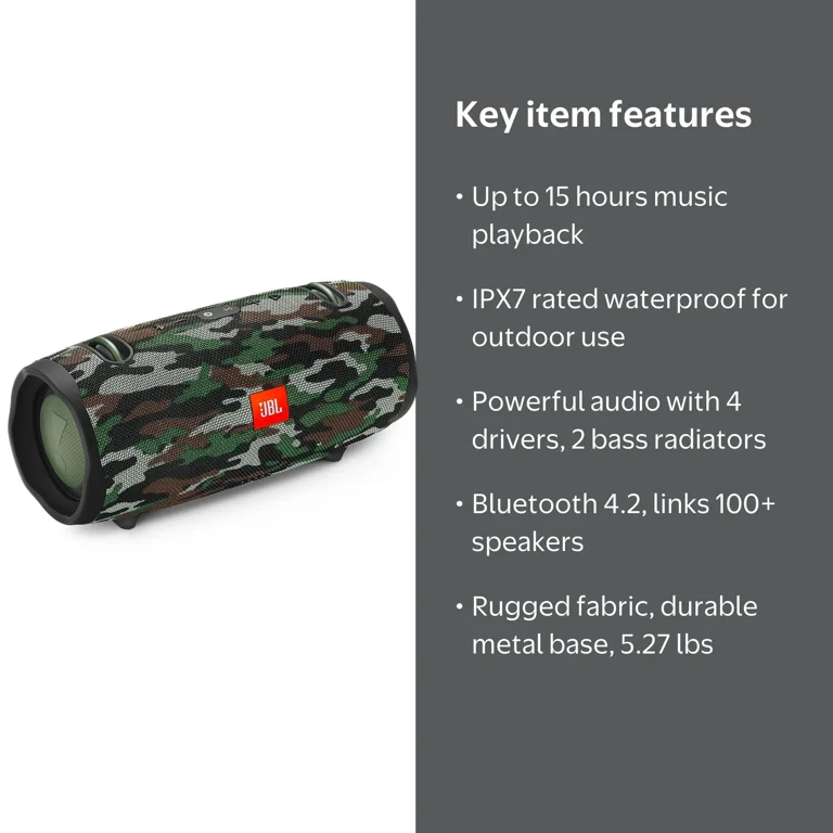 JBL Xtreme 2 Portable Waterproof Wireless BT Music Speaker with