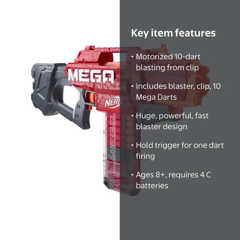 Nerf Mega Motostryke Big Gun Kids Toy Blaster, Battery Operated
