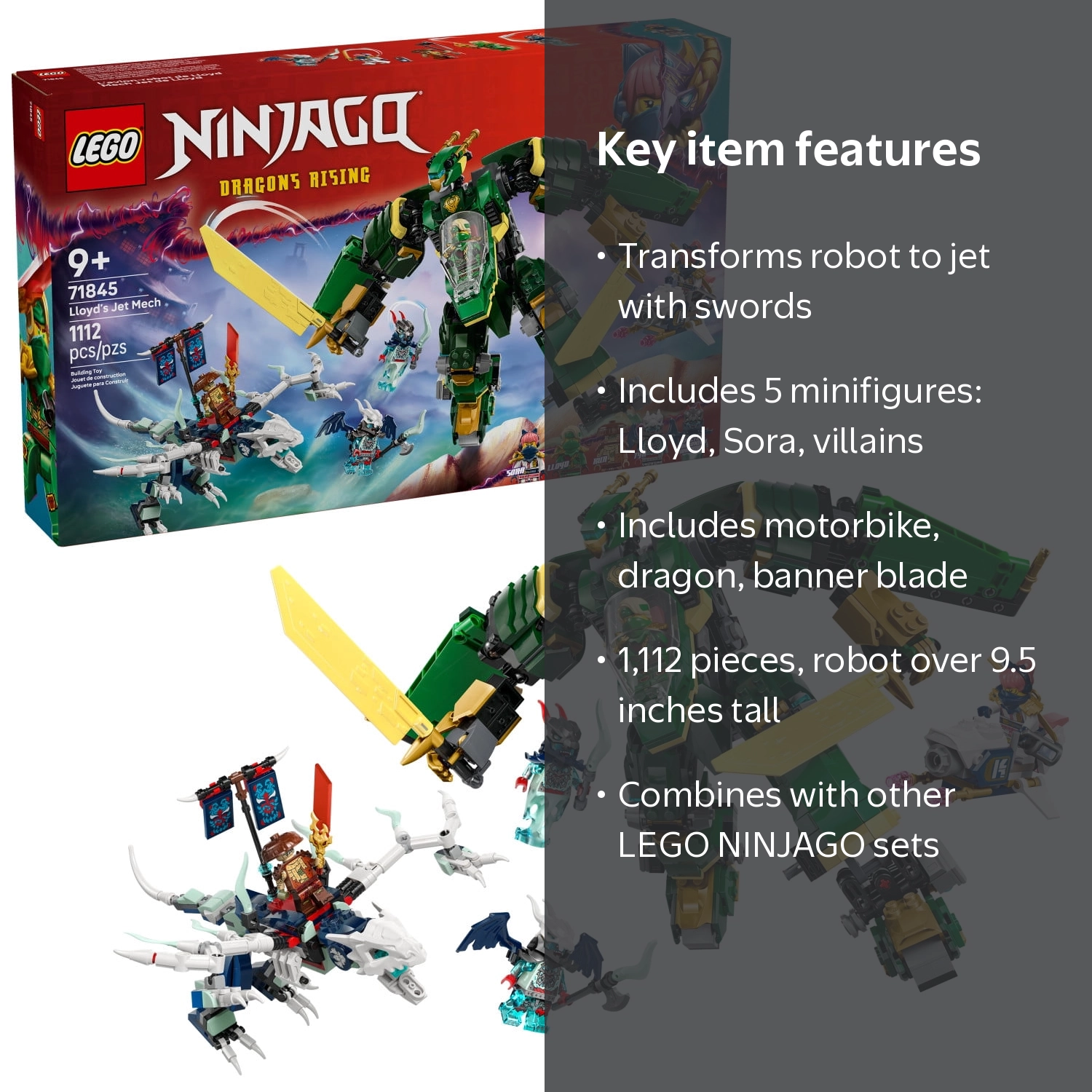 LEGO, Building Toy, 71845, Transforming Robot & Jet, 1122 pcs