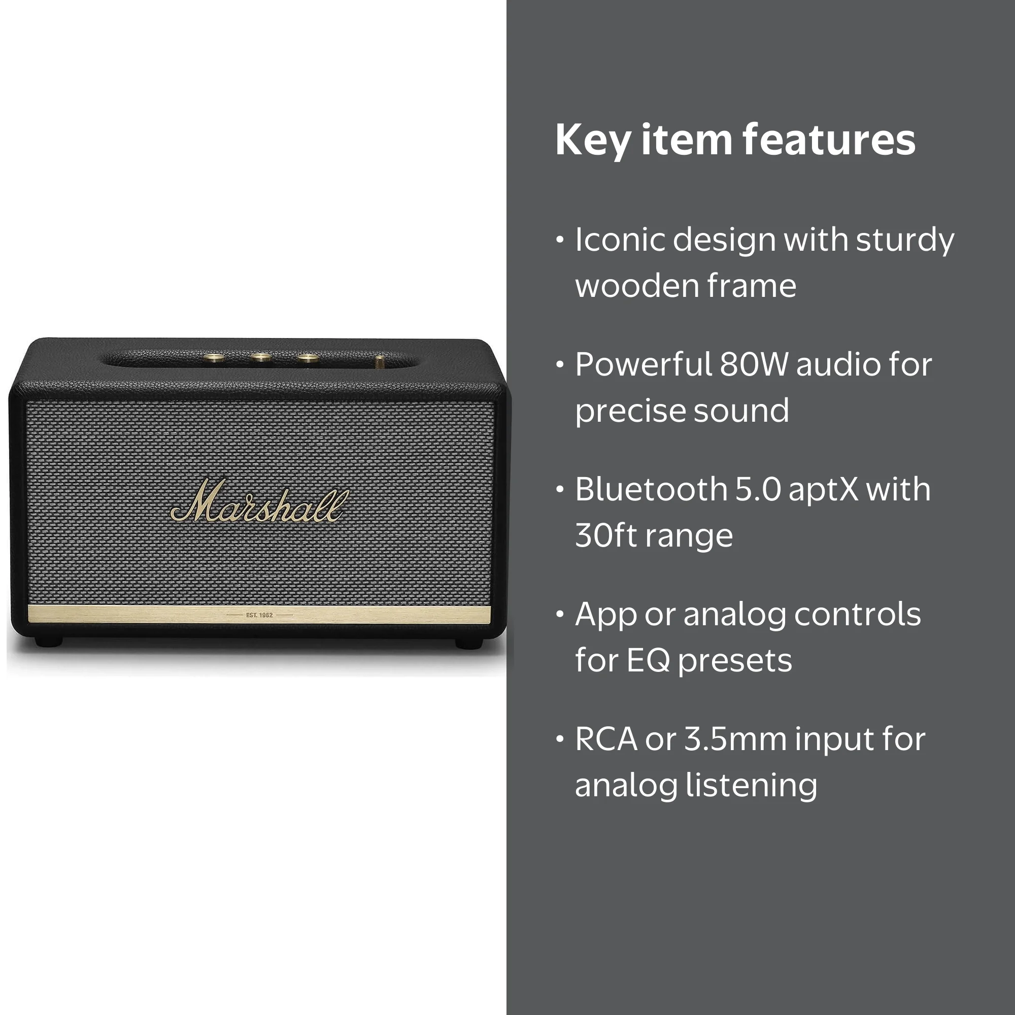 Marshall Stanmore II High-Performance Bluetooth Speaker, Versatile
