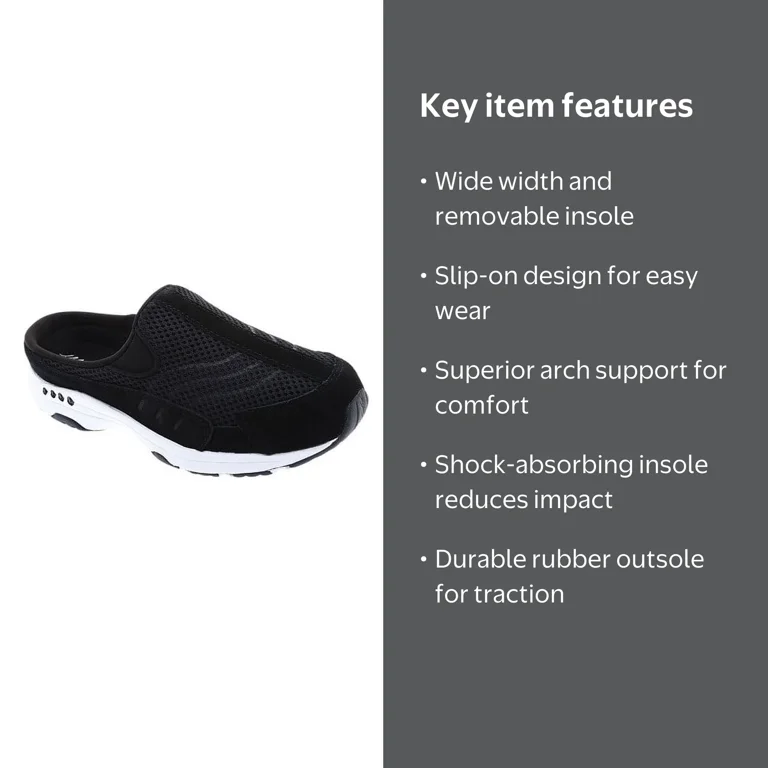Easy Spirit Women's TravelTime Slip On Walking Mule, Wide Width