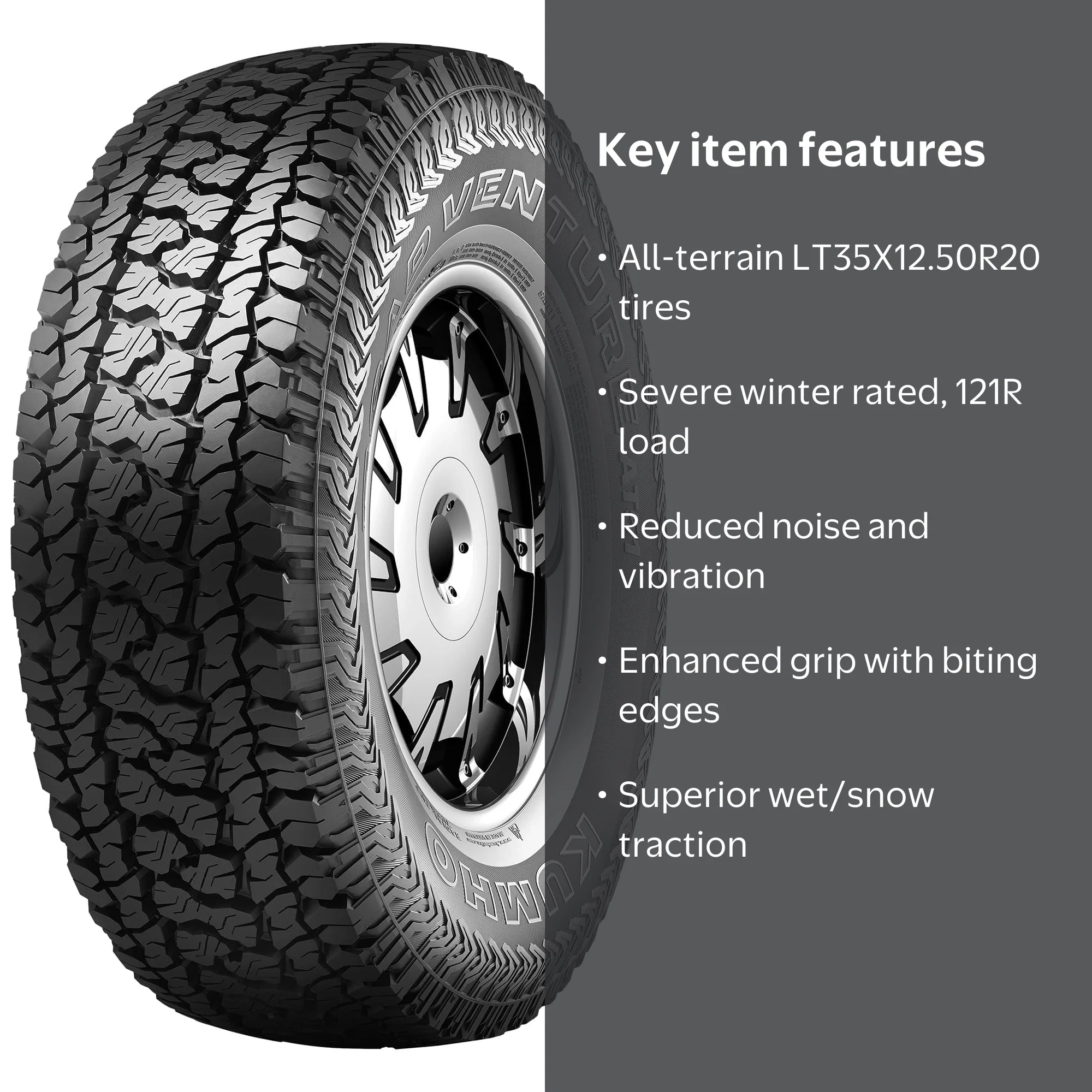 Kumho Road Venture AT51 All Terrain LT35X12.50R20 121R E Light