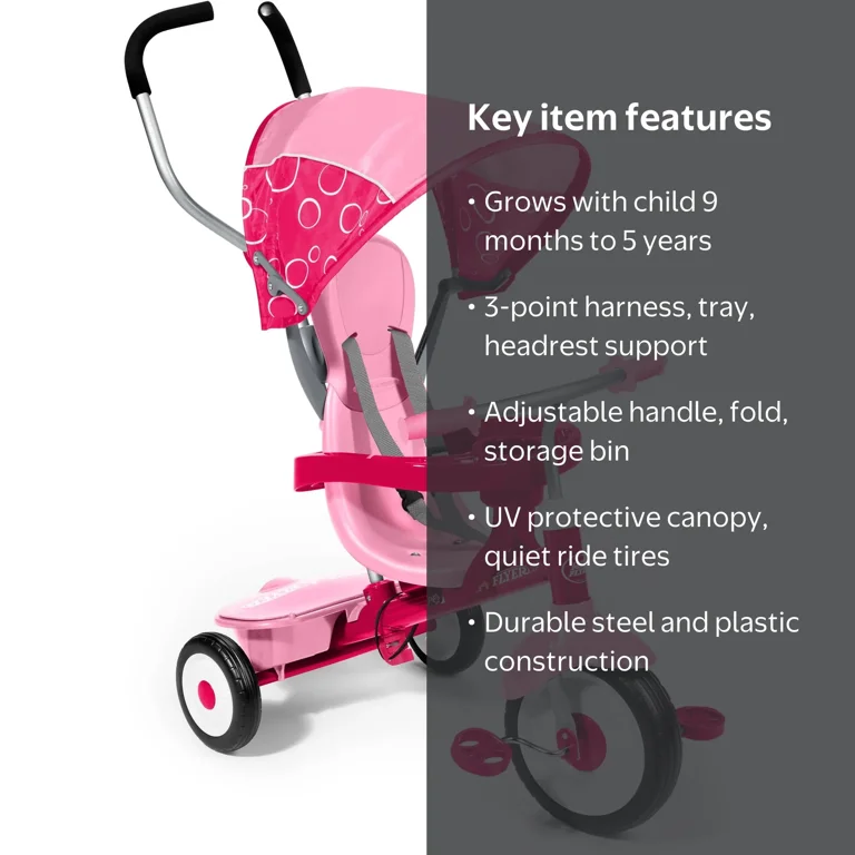 Radio Flyer EZ Fold 4-in-1 Stroll N Trike for Kids Tricycles