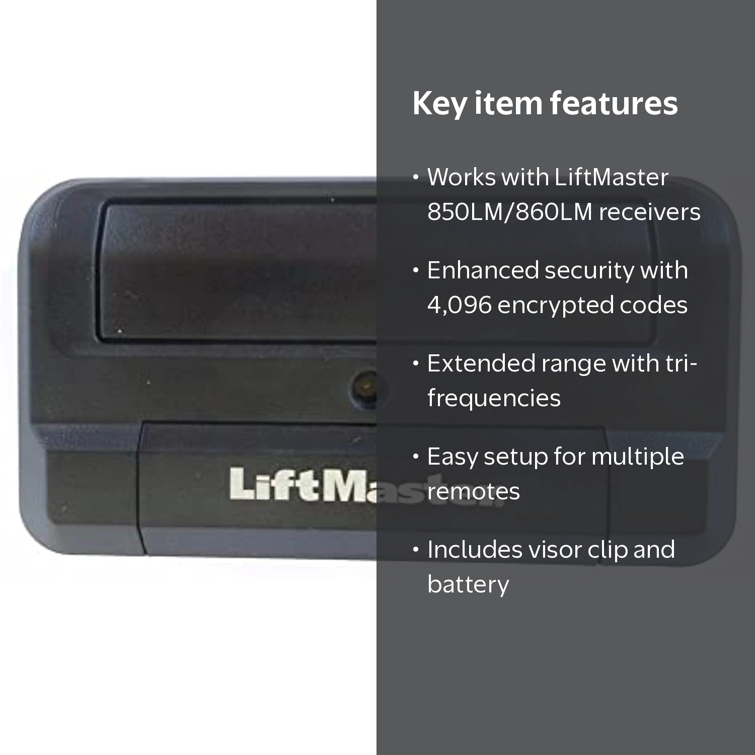 再取引専用 LiftMaster, Gate Remote, 12-Code Switch, Encrypted visor remote
