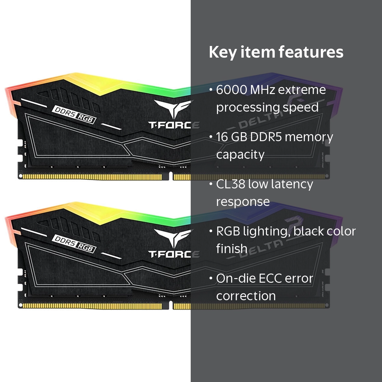 T-Force DELTA RGB - DDR5 - kit - 16 GB: 2 x 8 GB - DIMM 288-pin