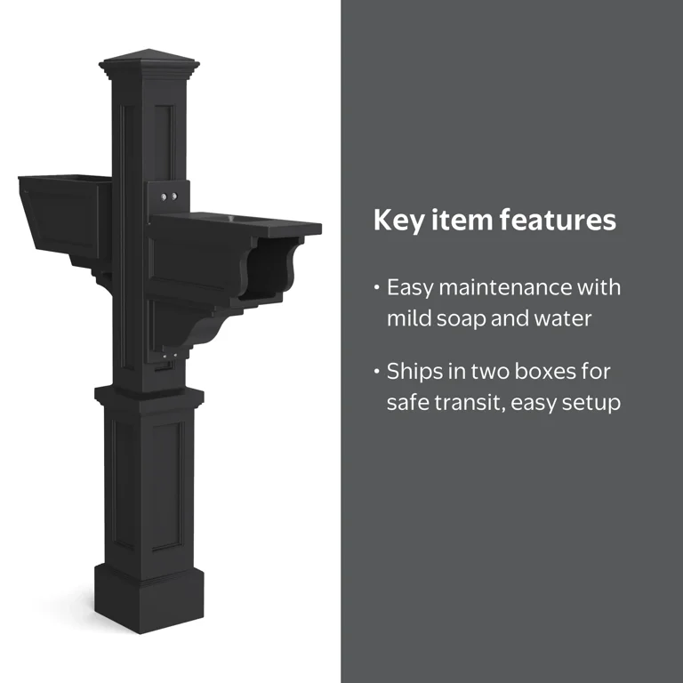 Mayne Signature Plus Mailbox Arm Mount Black Plastic Mailbox Post