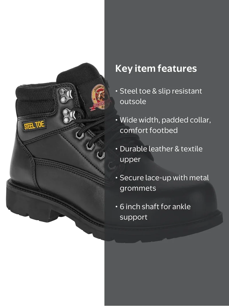 Free Shipping! Brahma Steel Toe Work Boots for Men Wide Width 6
