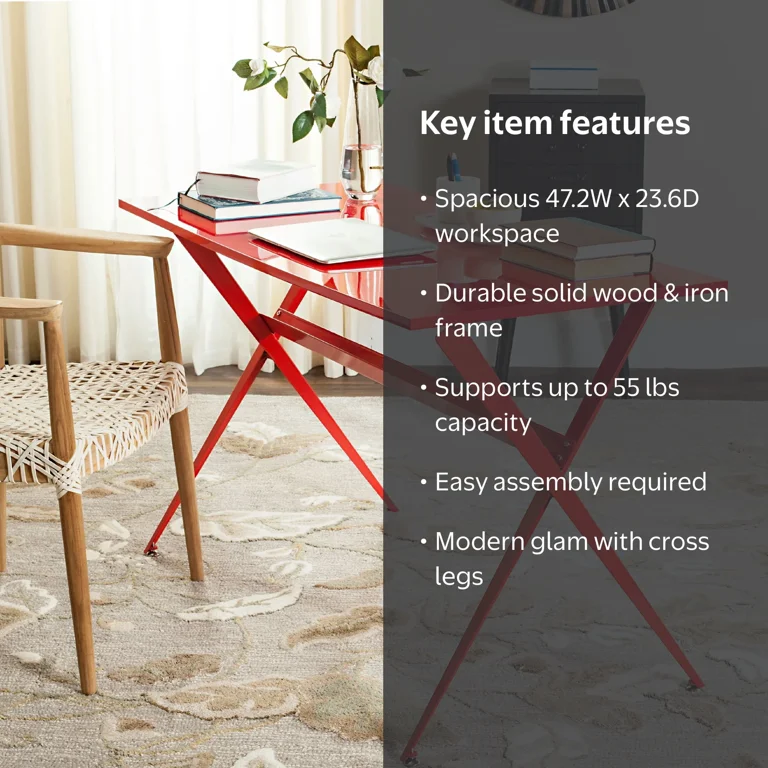 SAFAVIEH Chapman Modern Glam Cross Leg Writing Desk, Red - Walmart.com