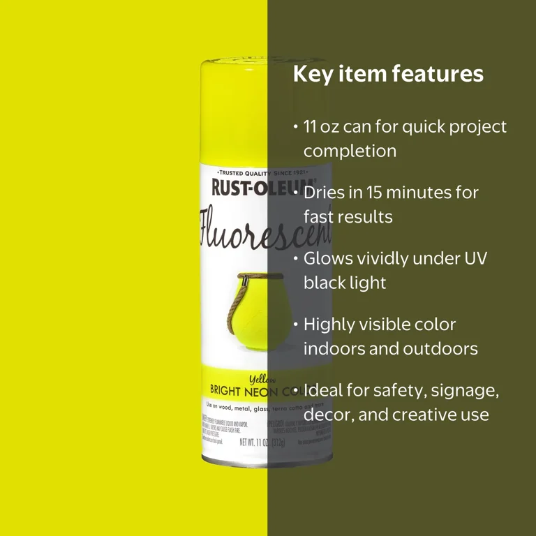 Rust-Oleum, Fluorescent Spray Paint, 342571, Yellow - Walmart.com